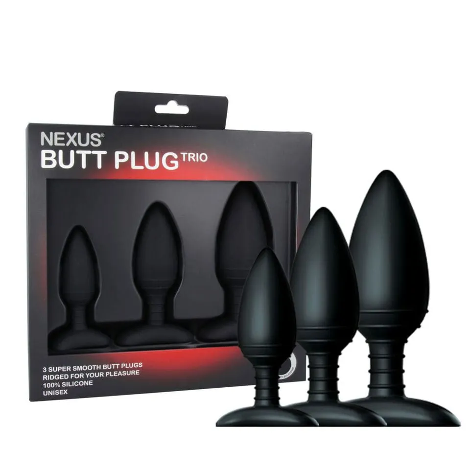 nexus-trio-de-plugs-anaux-silicone-noir-s-m-l-waterproof image 1