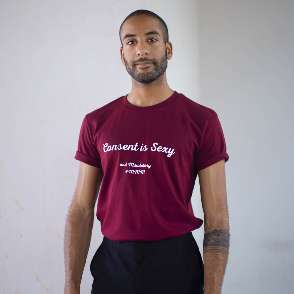 passage-du-d-sir-tenues-sexy-consent-is-sexy-t-shirt-bordeaux-coton image 1